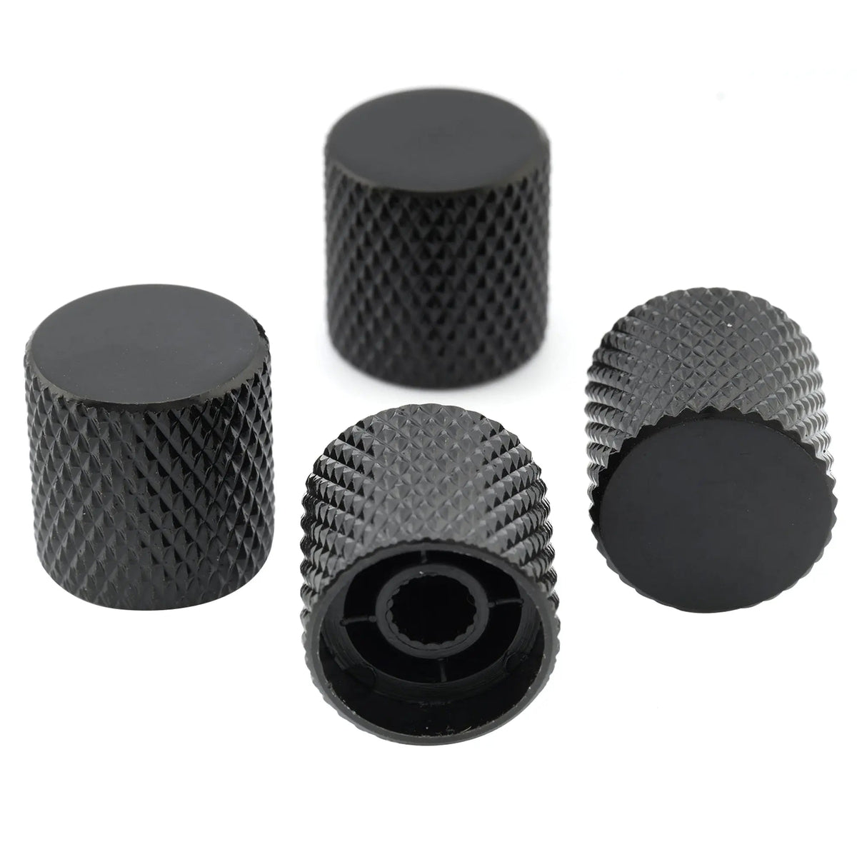 Musiclily Basic Coarse 18 Splines Steel Flat Top Knurled Control Knobs for Electric Guitar or Bass 18*18mm, Set of 4