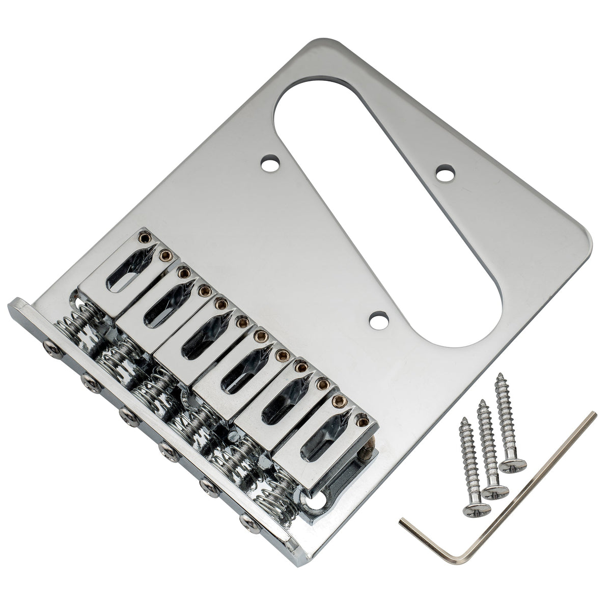 Musiclily Basic 54mm(2-1/8 inch) Guitar Bridge Assembly with 6 Saddles for Tele Style Electric Guitar