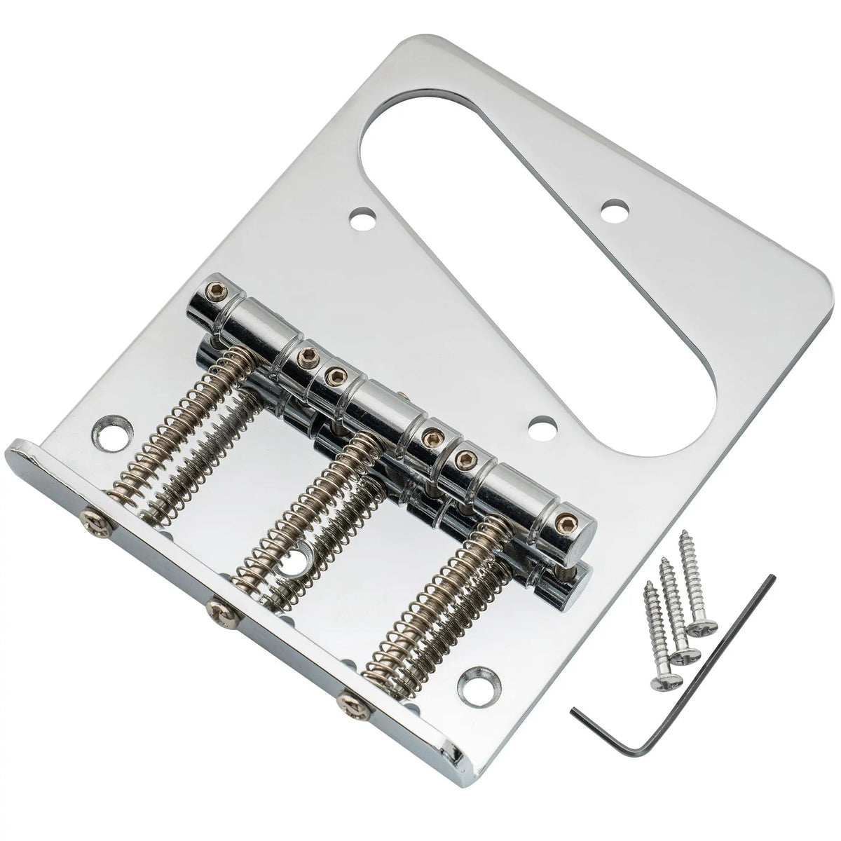 Musiclily Basic 54mm(2-1/8 inch) Guitar Bridge with 3-Saddle for Tele Style Guitar