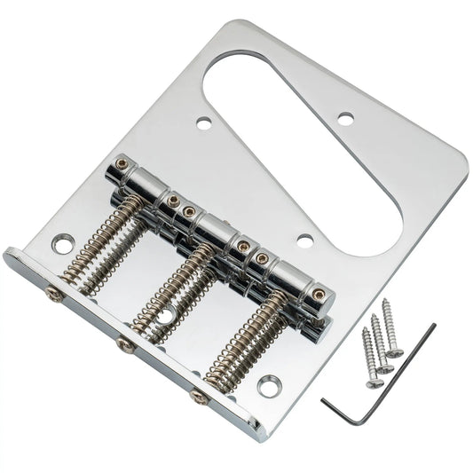 Musiclily Basic 54mm(2-1/8 inch) Guitar Bridge with 3-Saddle for Tele Style Guitar