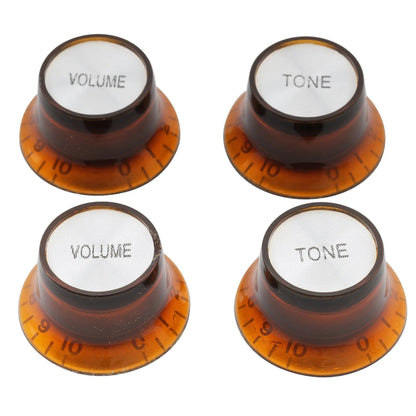 Musiclily Basic Metric Coarse 18-Spline Top Hat Bell Knobs Tone Volume Control Knobs for Epiphone LP SG Style Electric Guitar, Set of 2T2V