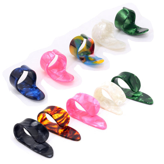 Musiclily Pearl Plastic Guitar Bass Thumb Finger Picks Set, Random Color(Pack of 5)
