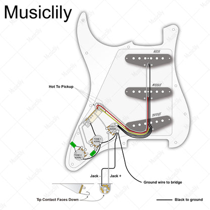 Musiclily Basic Pre-wired Loaded Standard ST-SSS Pickguard with Ceramic Magnet Single Coil Pickups Set Single Capacitor for Strat Style Electric Guitar