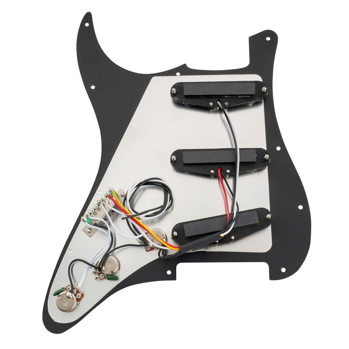 Musiclily Basic Pre-wired Loaded Standard ST-SSS Pickguard with Ceramic Magnet Single Coil Pickups Set Single Capacitor for Strat Style Electric Guitar