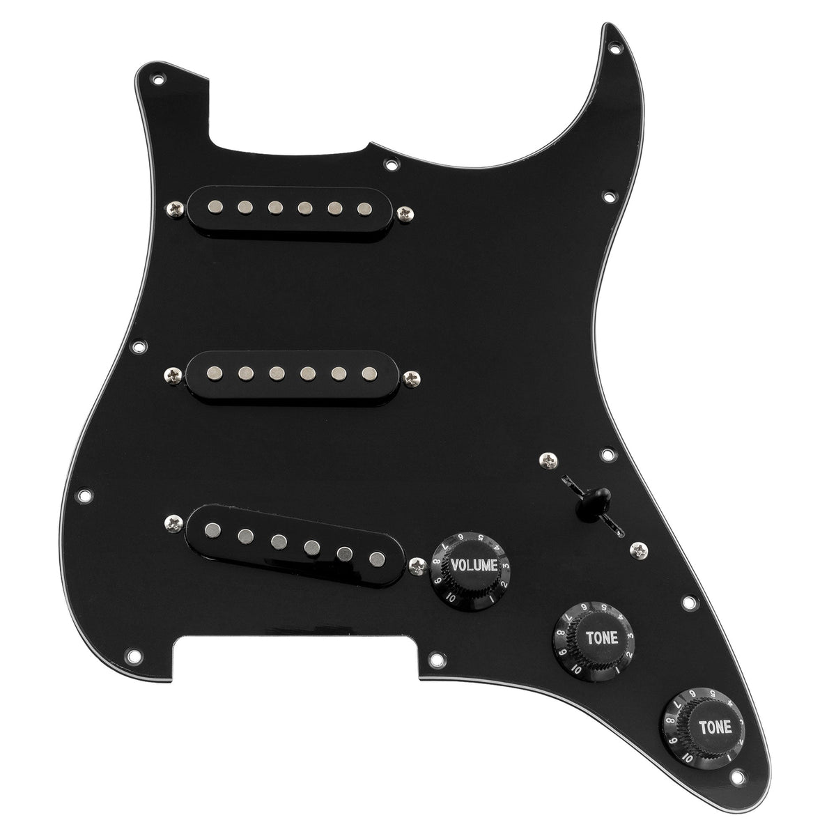 Musiclily Basic Pre-wired Loaded Standard ST-SSS Pickguard with Ceramic Magnet Single Coil Pickups Set Single Capacitor for Strat Style Electric Guitar