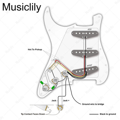 Musiclily Basic Pre-wired Loaded Standard ST-SSS Pickguard with Alnico 5 Magnet Single Coil Pickups Set for Strat Style Electric Guitar