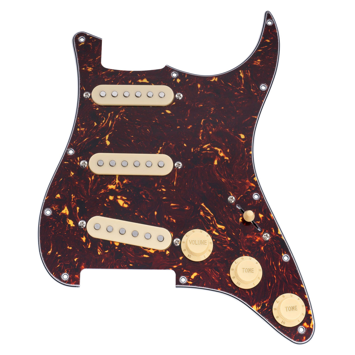 Musiclily Basic Pre-wired Loaded Standard ST-SSS Pickguard with Alnico 5 Magnet Single Coil Pickups Set for Strat Style Electric Guitar