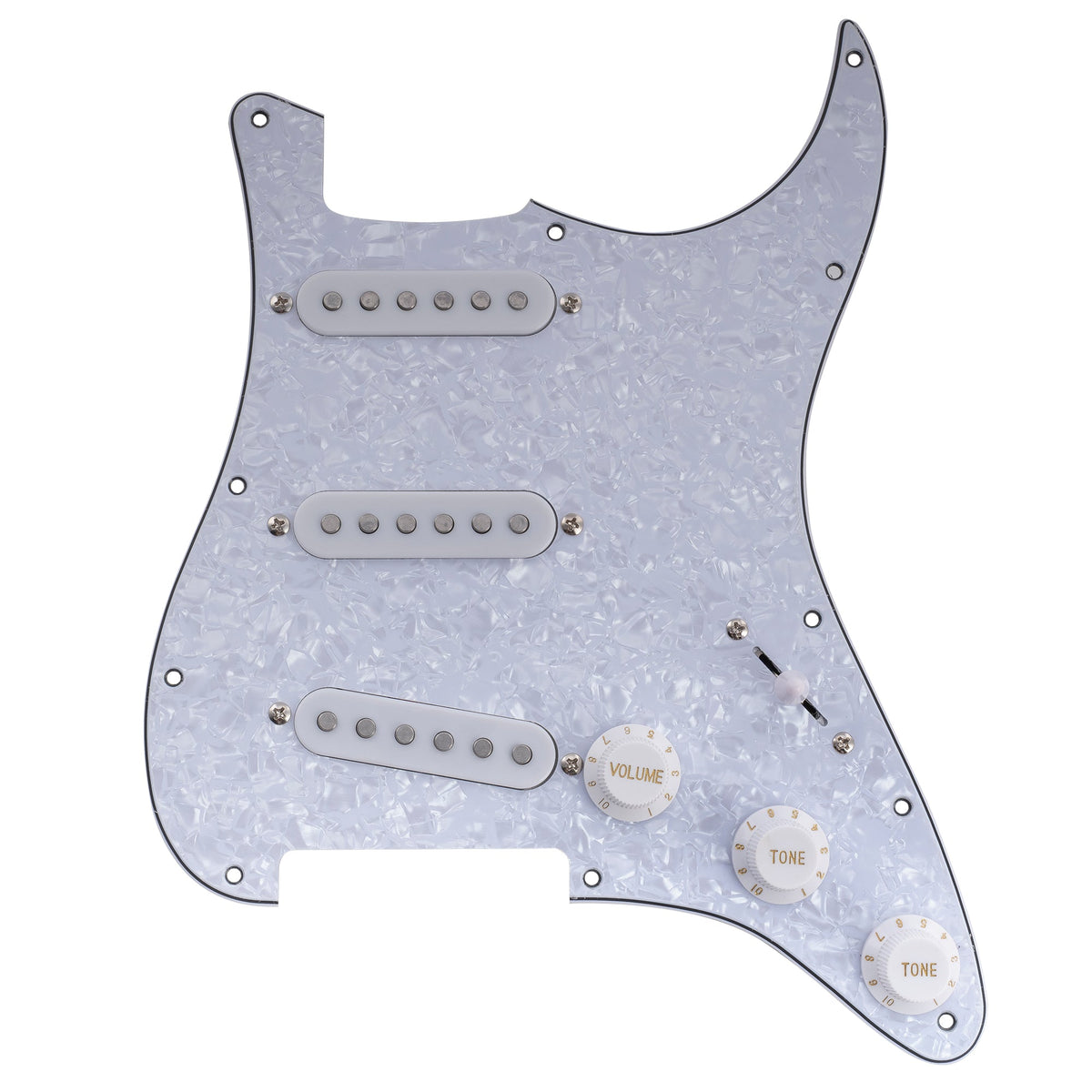 Musiclily Basic Pre-wired Loaded Standard ST-SSS Pickguard with Alnico 5 Magnet Single Coil Pickups Set for Strat Style Electric Guitar