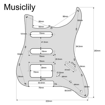Musiclily Basic Pre-wired Loaded Standard ST-HSS Pickguard with Alnico 5 Magnet Pickups Set for Strat Style Electric Guitar