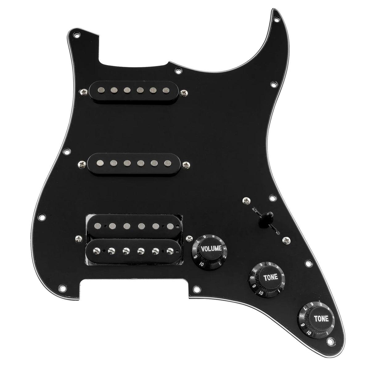 Musiclily Basic Pre-wired Loaded Standard ST-HSS Pickguard with Alnico 5 Magnet Pickups Set for Strat Style Electric Guitar
