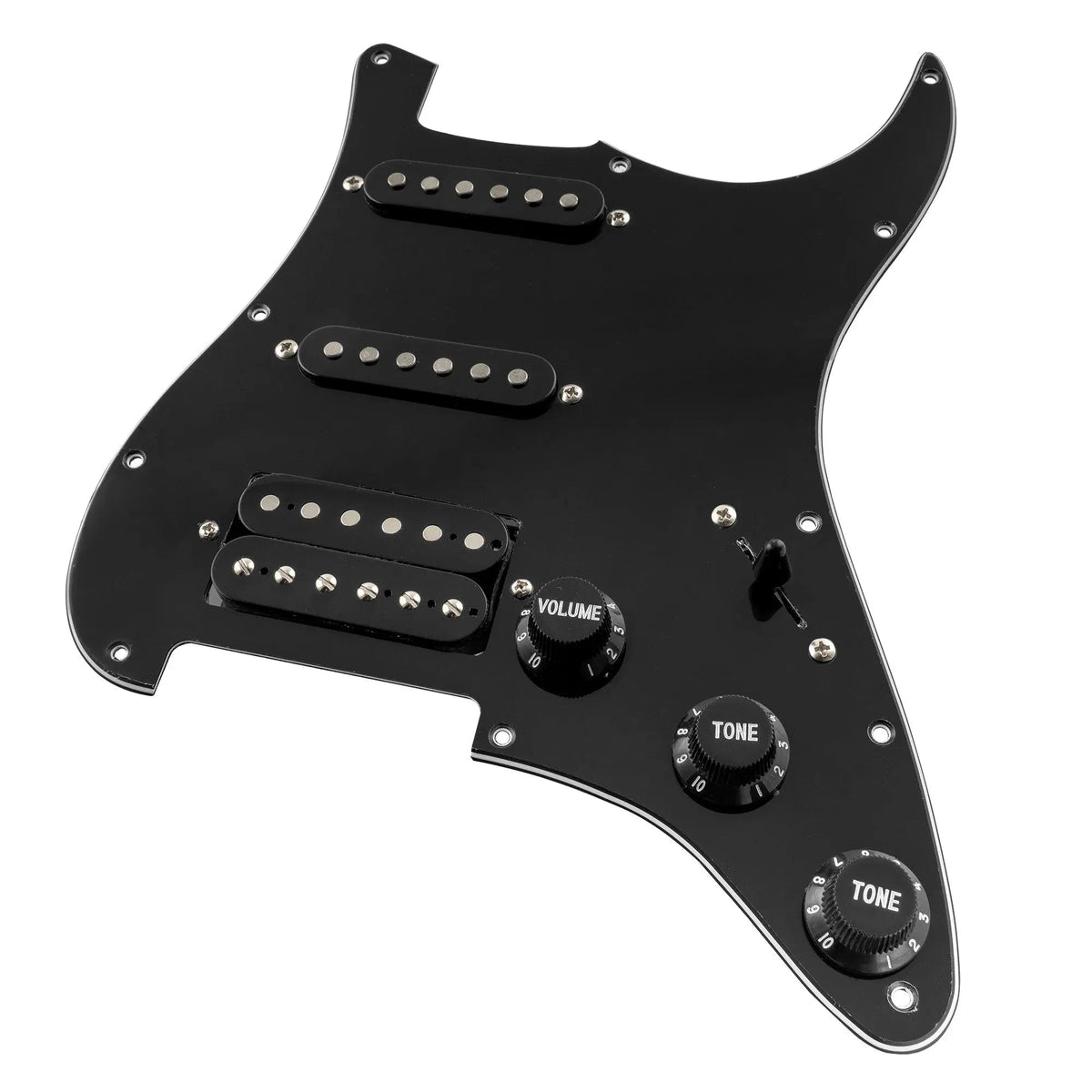Musiclily Basic Pre-wired Loaded Standard ST-HSS Pickguard with Alnico 5 Magnet Pickups Set for Strat Style Electric Guitar