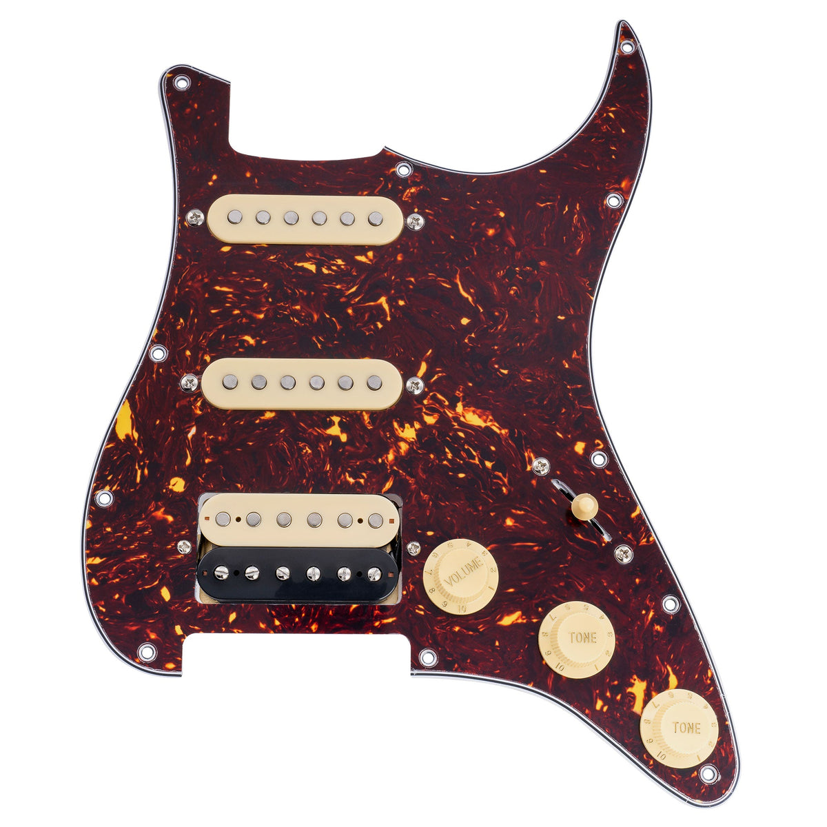 Musiclily Basic Pre-wired Loaded Standard ST-HSS Pickguard with Alnico 5 Magnet Pickups Set for Strat Style Electric Guitar