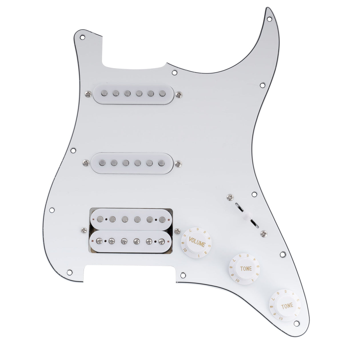 Musiclily Basic Pre-wired Loaded Standard ST-HSS Pickguard with Alnico 5 Magnet Pickups Set for Strat Style Electric Guitar