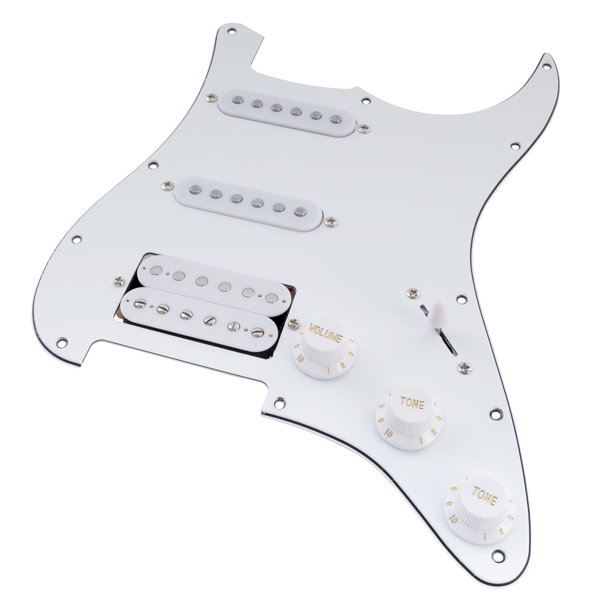 Musiclily Basic Pre-wired Loaded Standard ST-HSS Pickguard with Alnico 5 Magnet Pickups Set for Strat Style Electric Guitar