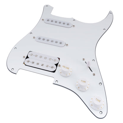 Musiclily Basic Pre-wired Loaded Standard ST-HSS Pickguard with Alnico 5 Magnet Pickups Set for Strat Style Electric Guitar