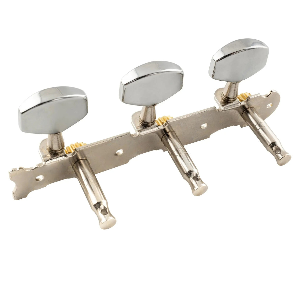 Musiclily Pro 3 on a Plate Acoustic Guitar Tuners Machine Heads Tuning Keys Pegs Set, Nickel with Chrome Button