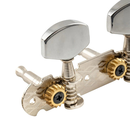 Musiclily Pro 3 on a Plate Acoustic Guitar Tuners Machine Heads Tuning Keys Pegs Set, Nickel with Chrome Button