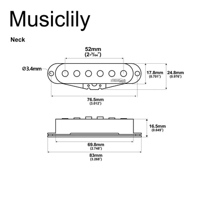 Wilkinson M Series Vintage Tone Alnico 5 Staggered Single Coil Neck Pickup for Strat Style Electric Guitar