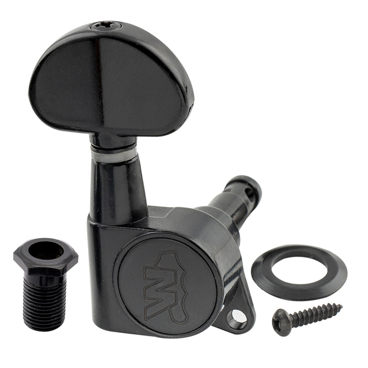 Wilkinson Single 19:1 Ratio E-Z-LOK Full Sealed Machine Head Bass Side Tuner Tuning Peg Key with Half Moon Button for Acoustic Electric Guitar