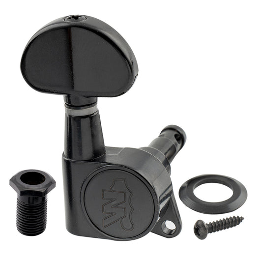 Wilkinson Single 19:1 Ratio E-Z-LOK Full Sealed Machine Head Bass Side Tuner Tuning Peg Key with Half Moon Button for Acoustic Electric Guitar