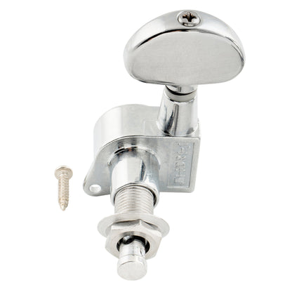 Wilkinson Single 19:1 Ratio E-Z-LOK Full Sealed Machine Head Bass Side Tuner Tuning Peg Key with Half Moon Button for Acoustic Electric Guitar