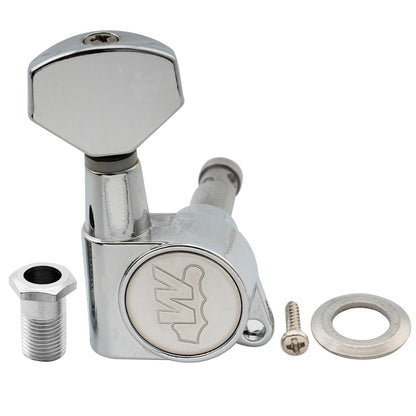 Wilkinson Single 19:1 Ratio E-Z-LOK Full Sealed Machine Head Bass Side Tuner Tuning Peg Key with Hex Button for Strat Tele Style Electric Guitar