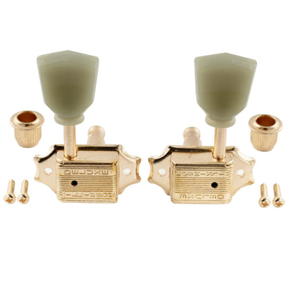 Wilkinson 3R3L 15:1 Ratio Semi Closed Deluxe Vintage Style Machine Heads Tuners Tuning Pegs Keys with Keystone Button for Acoustic Electric Guitar