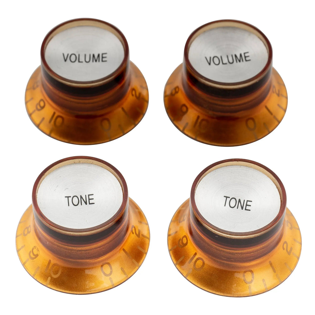 Musiclily Pro Inch Size Fine 24-Spline Top Hat Bell Knobs Tone Volume Control Knobs for USA LP SG Style Electric Guitar, Set of 2T2V