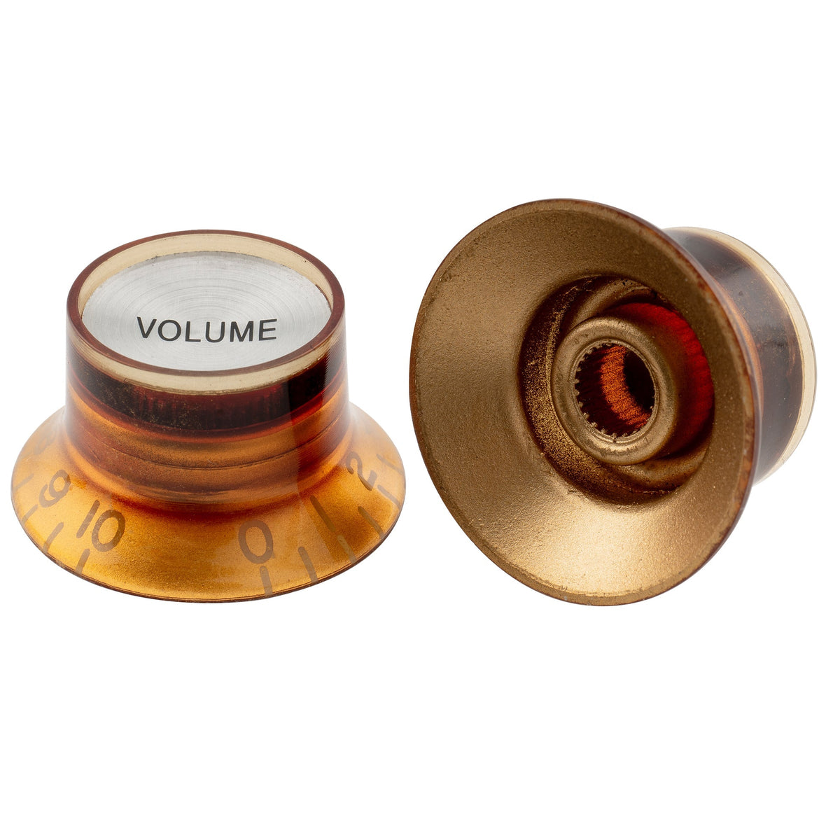 Musiclily Pro Inch Size Fine 24-Spline Top Hat Bell Knobs Tone Volume Control Knobs for USA LP SG Style Electric Guitar, Set of 2T2V