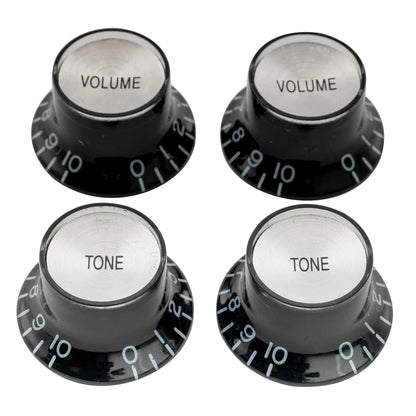 Musiclily Pro Inch Size Fine 24-Spline Top Hat Bell Knobs Tone Volume Control Knobs for USA LP SG Style Electric Guitar, Set of 2T2V