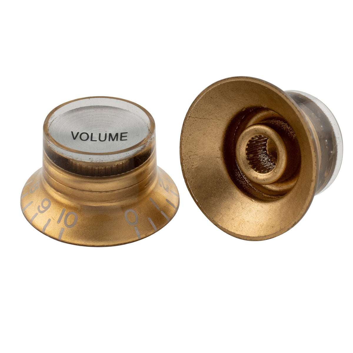 Musiclily Pro Inch Size Fine 24-Spline Top Hat Bell Knobs Tone Volume Control Knobs for USA LP SG Style Electric Guitar, Set of 2T2V