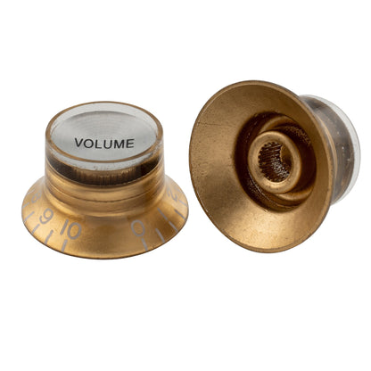 Musiclily Pro Inch Size Fine 24-Spline Top Hat Bell Knobs Tone Volume Control Knobs for USA LP SG Style Electric Guitar, Set of 2T2V