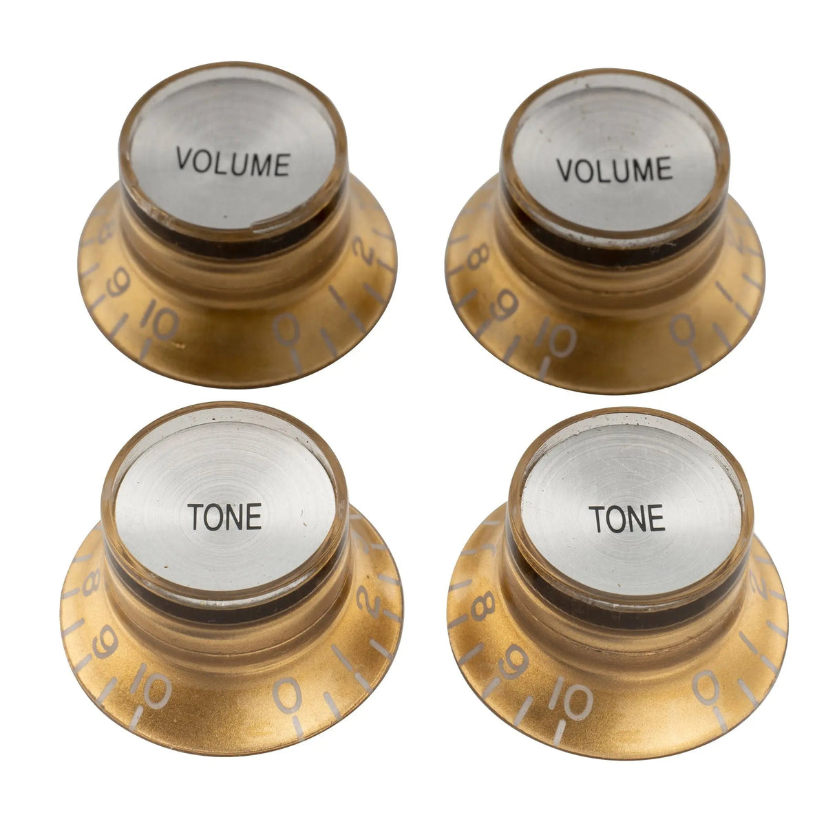 Musiclily Pro Inch Size Fine 24-Spline Top Hat Bell Knobs Tone Volume Control Knobs for USA LP SG Style Electric Guitar, Set of 2T2V