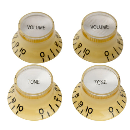 Musiclily Pro Inch Size Fine 24-Spline Top Hat Bell Knobs Tone Volume Control Knobs for USA LP SG Style Electric Guitar, Set of 2T2V