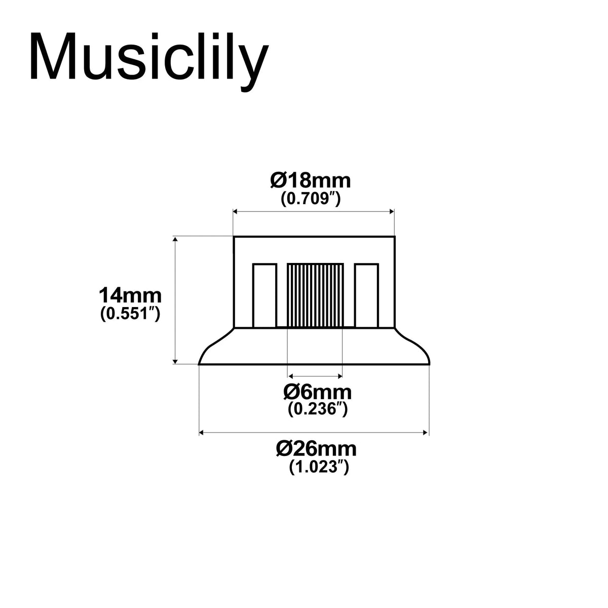 Musiclily Pro Inch Size Fine 24-Spline Top Hat Bell Knobs Tone Volume Control Knobs for USA LP SG Style Electric Guitar, Set of 2T2V