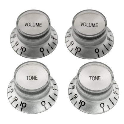 Musiclily Pro Inch Size Fine 24-Spline Top Hat Bell Knobs Tone Volume Control Knobs for USA LP SG Style Electric Guitar, Set of 2T2V