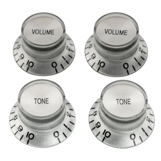 Musiclily Pro Inch Size Fine 24-Spline Top Hat Bell Knobs Tone Volume Control Knobs for USA LP SG Style Electric Guitar, Set of 2T2V