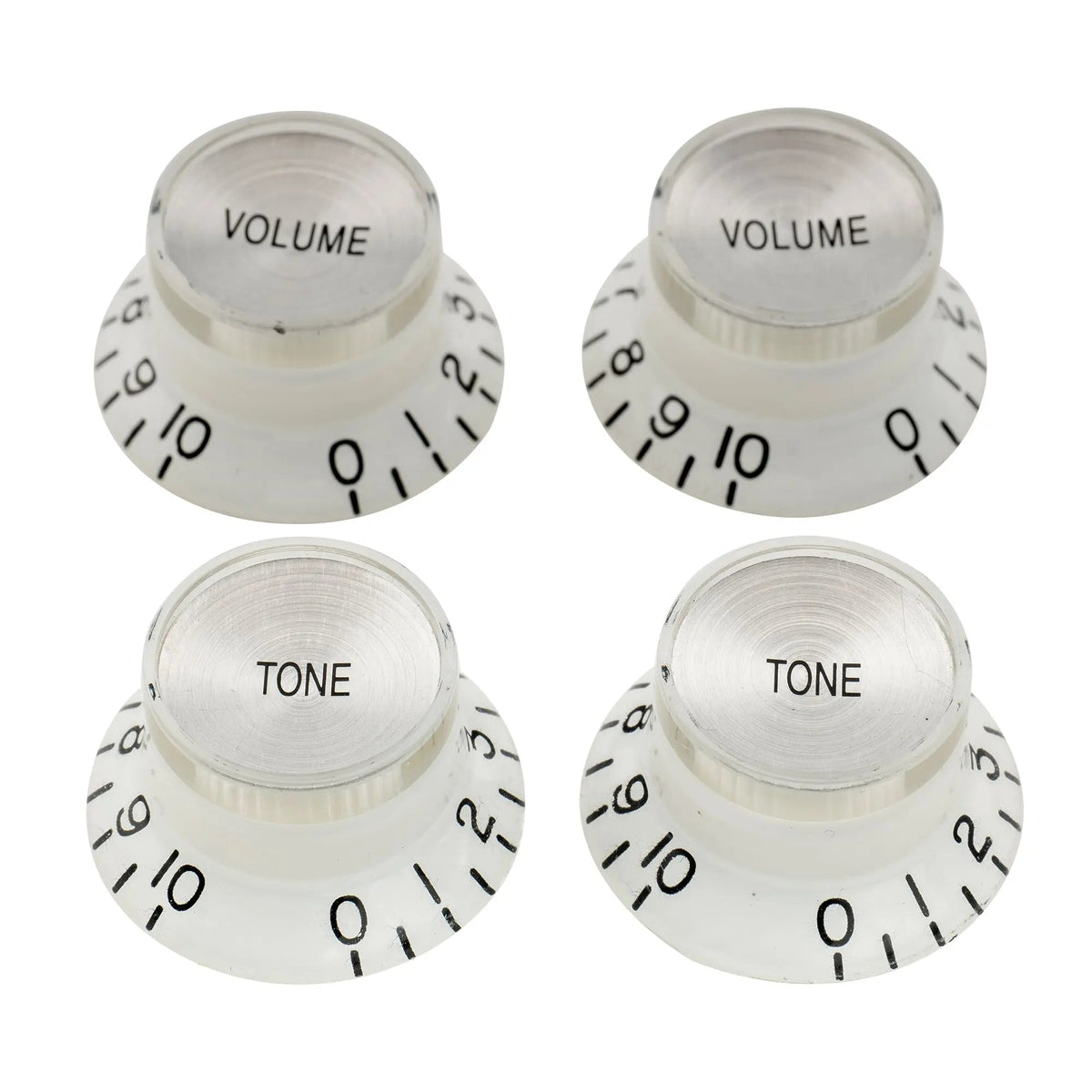 Musiclily Pro Inch Size Fine 24-Spline Top Hat Bell Knobs Tone Volume Control Knobs for USA LP SG Style Electric Guitar, Set of 2T2V