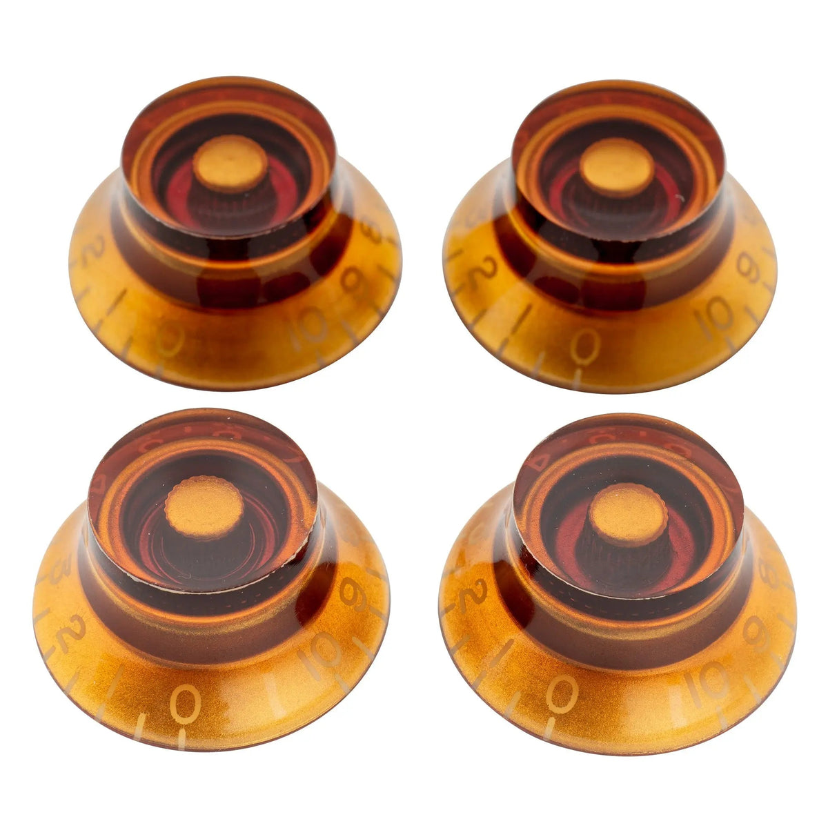 Musiclily Pro Left Handed Inch Size Fine 24-Spline Top Hat Bell Knobs Tone Volume Control Knobs for USA LP SG Style Electric Guitar, Set of 4