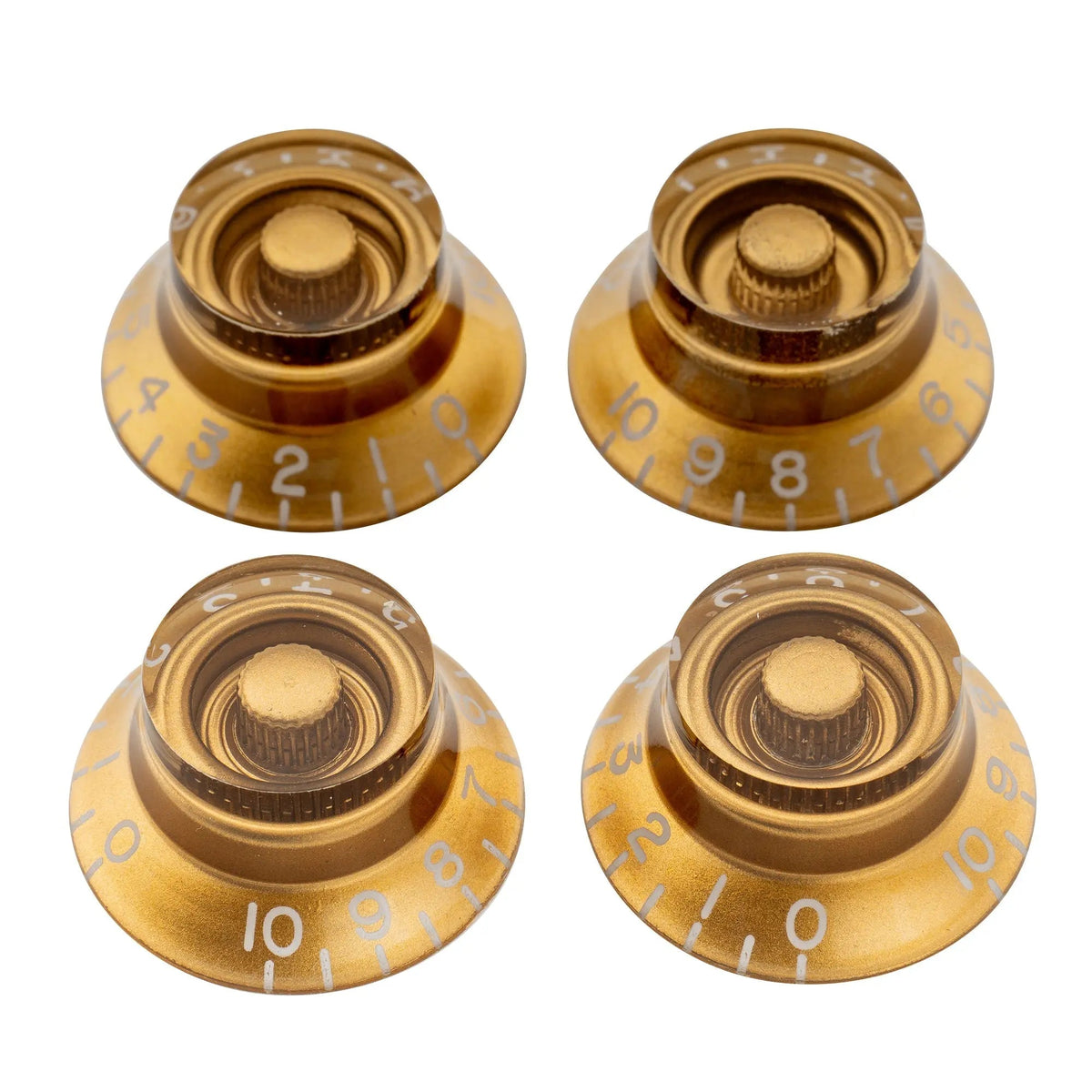 Musiclily Pro Left Handed Inch Size Fine 24-Spline Top Hat Bell Knobs Tone Volume Control Knobs for USA LP SG Style Electric Guitar, Set of 4