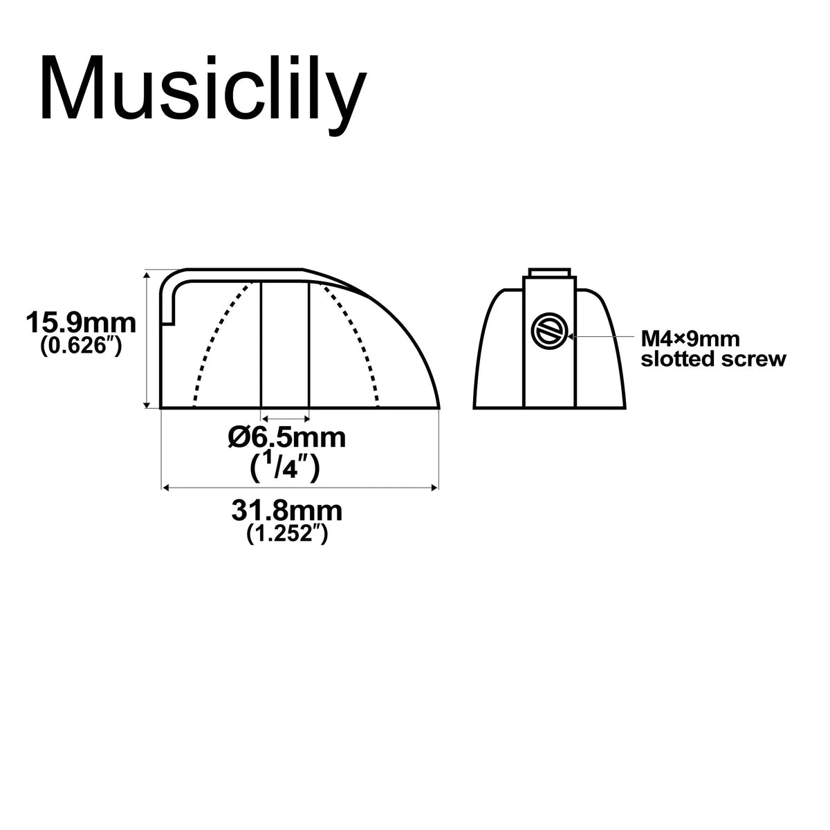 Musiclily Pro 1/4 Inch Universal Fitting Solid Knobs Guitar Amplifier Effect Pedal Chicken Head Pointer Knobs with Set Screw, Set of 6