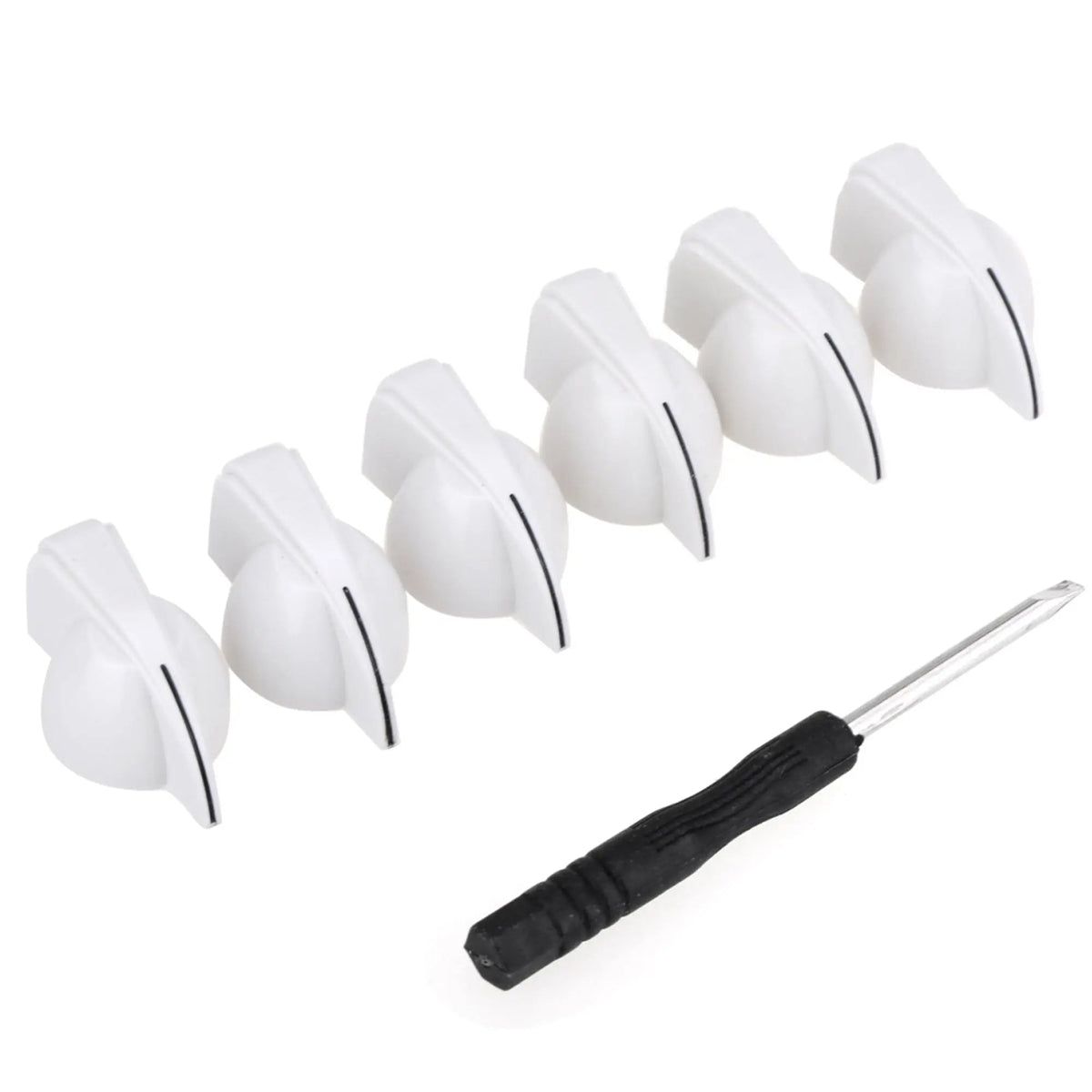 Musiclily Pro 1/4 Inch Universal Fitting Solid Knobs Guitar Amplifier Effect Pedal Chicken Head Pointer Knobs with Set Screw, Set of 6