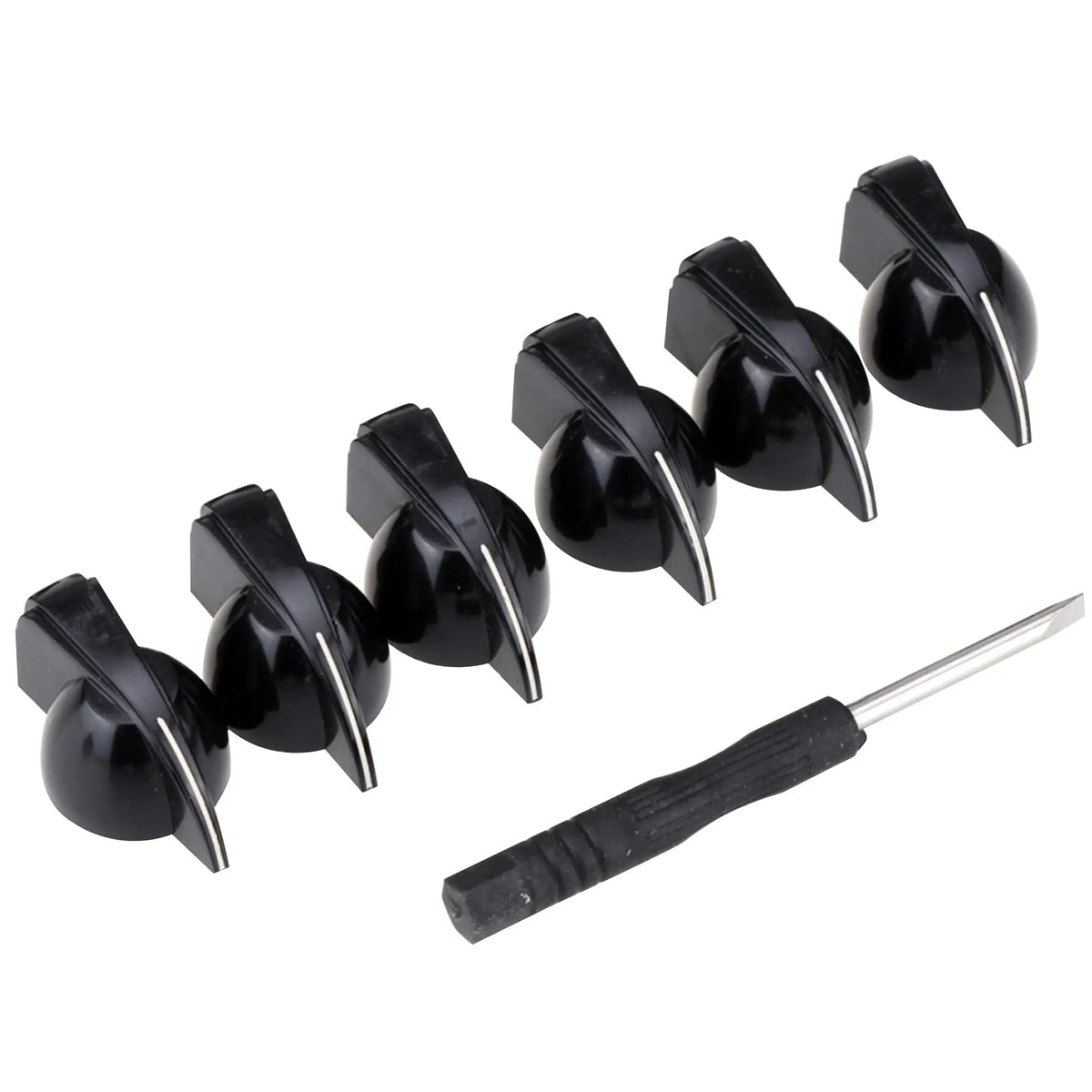 Musiclily Pro 1/4 Inch Universal Fitting Solid Knobs Guitar Amplifier Effect Pedal Chicken Head Pointer Knobs with Set Screw, Set of 6