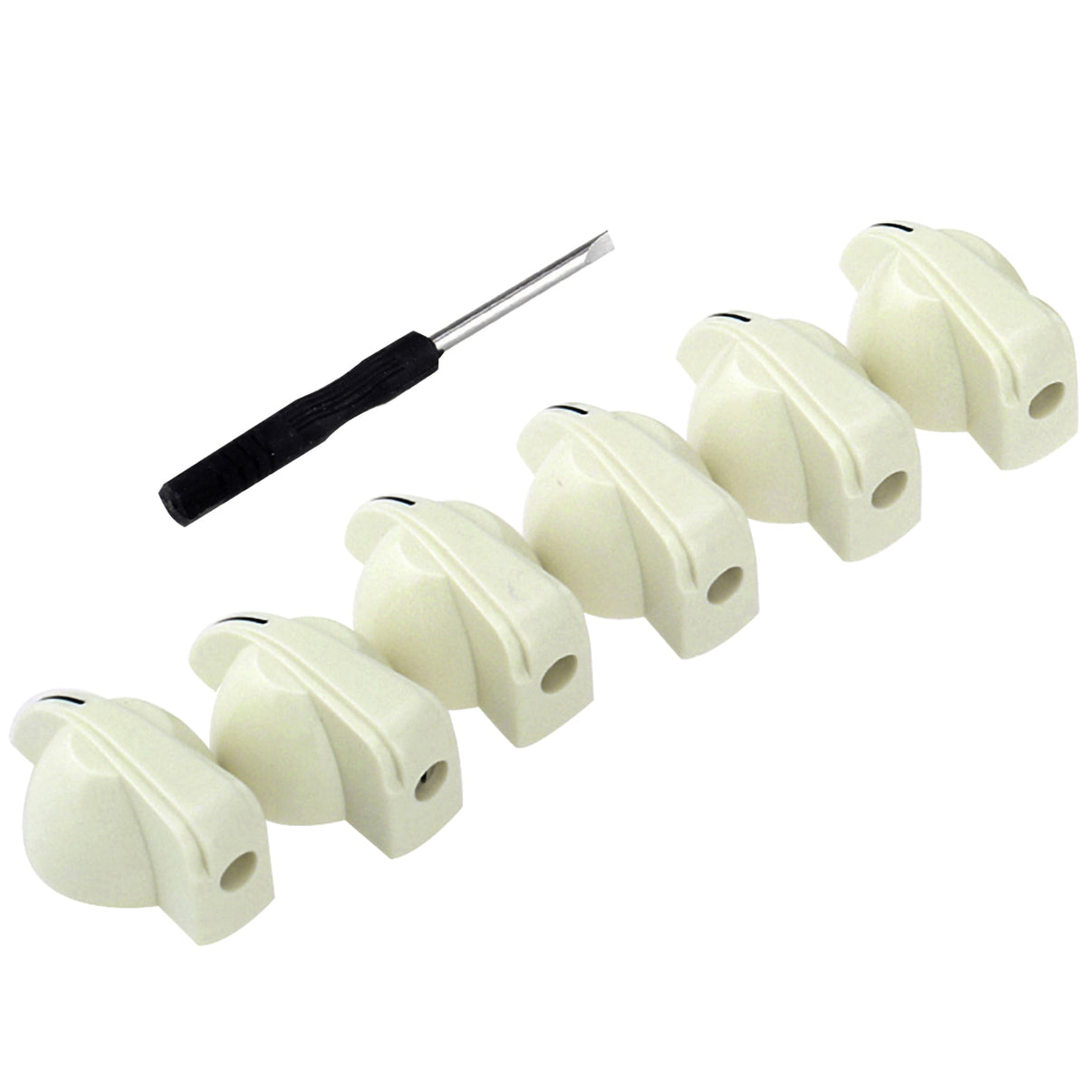 Musiclily Pro 1/4 Inch Universal Fitting Solid Knobs Guitar Amplifier Effect Pedal Chicken Head Pointer Knobs with Set Screw, Set of 6