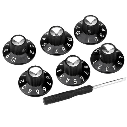 Musiclily Pro 1/4 Inch Universal Fitting Solid Knobs Guitar Amplifier Effect Pedal Skirted Amp Knobs, Set of 6