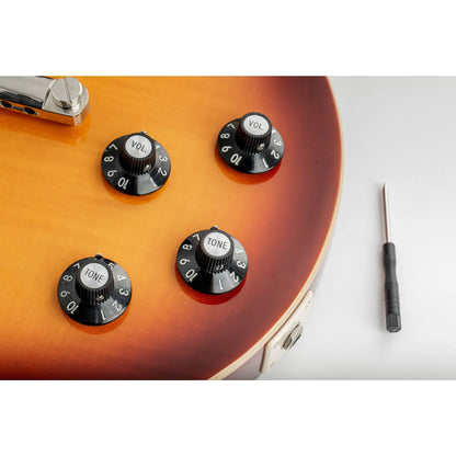 Musiclily Pro 1/4 Inch Universal Fitting Solid Knobs Guitar 2 Tone 2 Volume Amplifier Effect Pedal Witch Hat Skirted Knobs Set