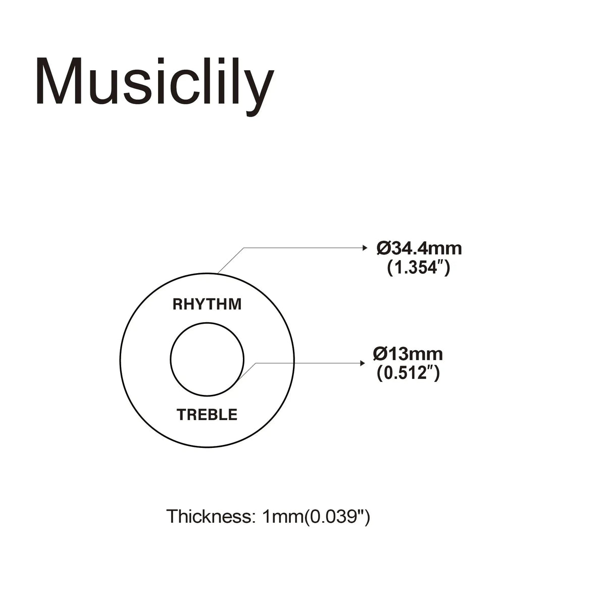 Musiclily Pro Self Adhesive Guitar Toggle Switch Plate LP Washer Rhythm Treble Ring with Words