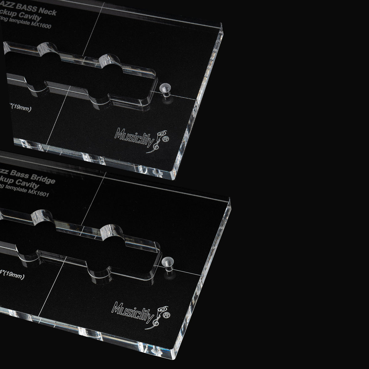 Musiclily Pro CNC Accurate Acrylic Pickup Routing Templates Set for Standard Jazz Bass Neck and Bridge Pickup