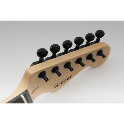Wilkinson 6-in-line E-Z-LOK Vintage Oval Button Guitar Tuners Machine Heads Tuning Pegs Keys Set for Fender Strat/Tele Style Electric Guitar