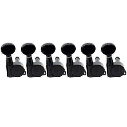 Wilkinson 6-in-line E-Z-LOK Vintage Oval Button Guitar Tuners Machine Heads Tuning Pegs Keys Set for Fender Strat/Tele Style Electric Guitar